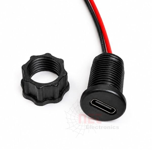 سوكت type-c بسلك بصامولة لتثبيت الأجهزة Type-C socket with cable and nut for panel mounting