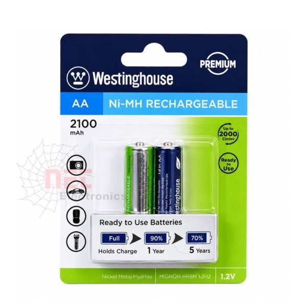 بطاريات شحن 2100 قلم Westinghouse AA عالية الأداء Westinghouse AA 2100 rechargeable batteries high performance
