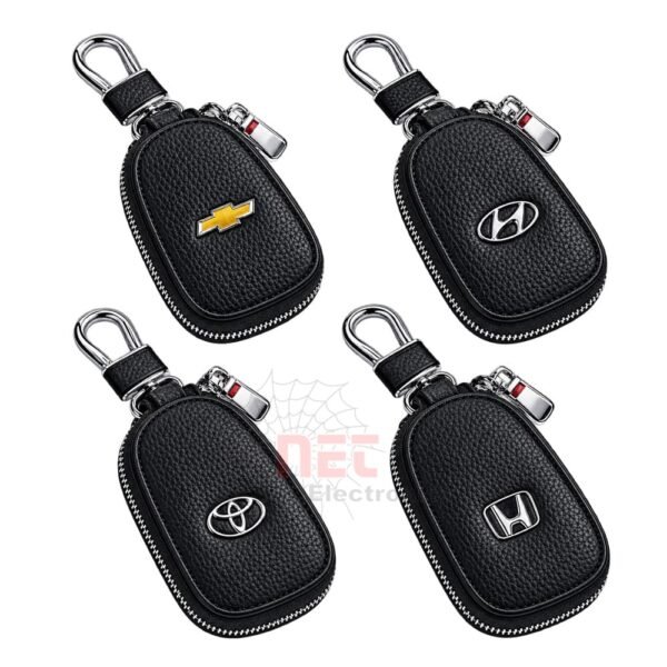 ميدالية وجراب سوستة بعلامات السيارات الفاخرة Luxury leather car key holder with zipper and logo