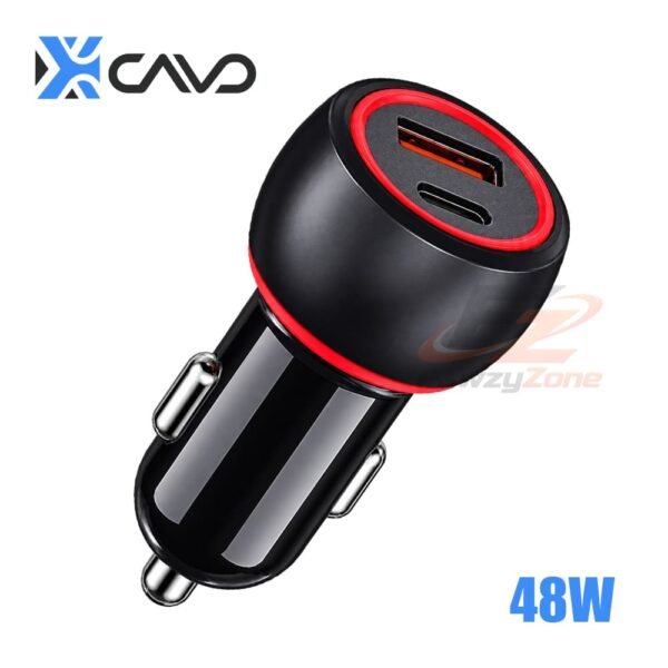 شاحن سيارة CAR FAST مدخلين PD+USB 48W كافو CAVO الأسود الأنيق لتشغيل سريع