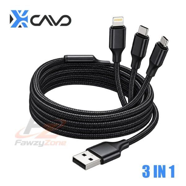 وصلة شاحن 3×1 فاست 3IN1 كافو CAVO متعددة الاستخدامات وعالية السرعة