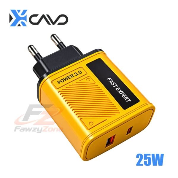 راس شاحن 25W مدخل USB+PD SPARK HC3 من CAVO أبيض اللون بتصميم عصري