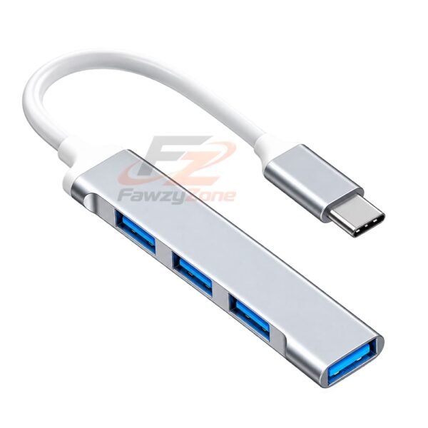هب معدن تايب سي TYPE-C TO USB 4×1-HUB 4 port 3.0 لتوصيل الأجهزة الذكية بسرعة وكفاءة عالية