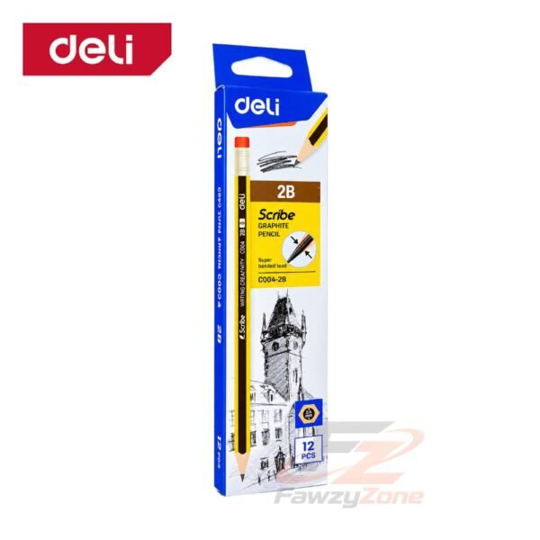 قلم رصاص اصفر × اسود DELI موديل C004-2B بجودة عالية