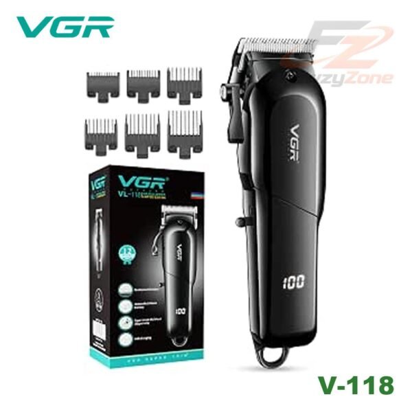 ماكينة حلاقة VGR V-118 الاحترافية اللاسلكية للرجال بشفرات دقيقة