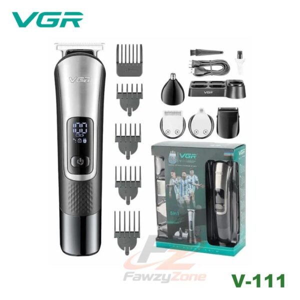 ماكينة حلاقة 5×1 موديل VGR V-111 متعددة الاستخدامات للرجال مع ملحقاتها